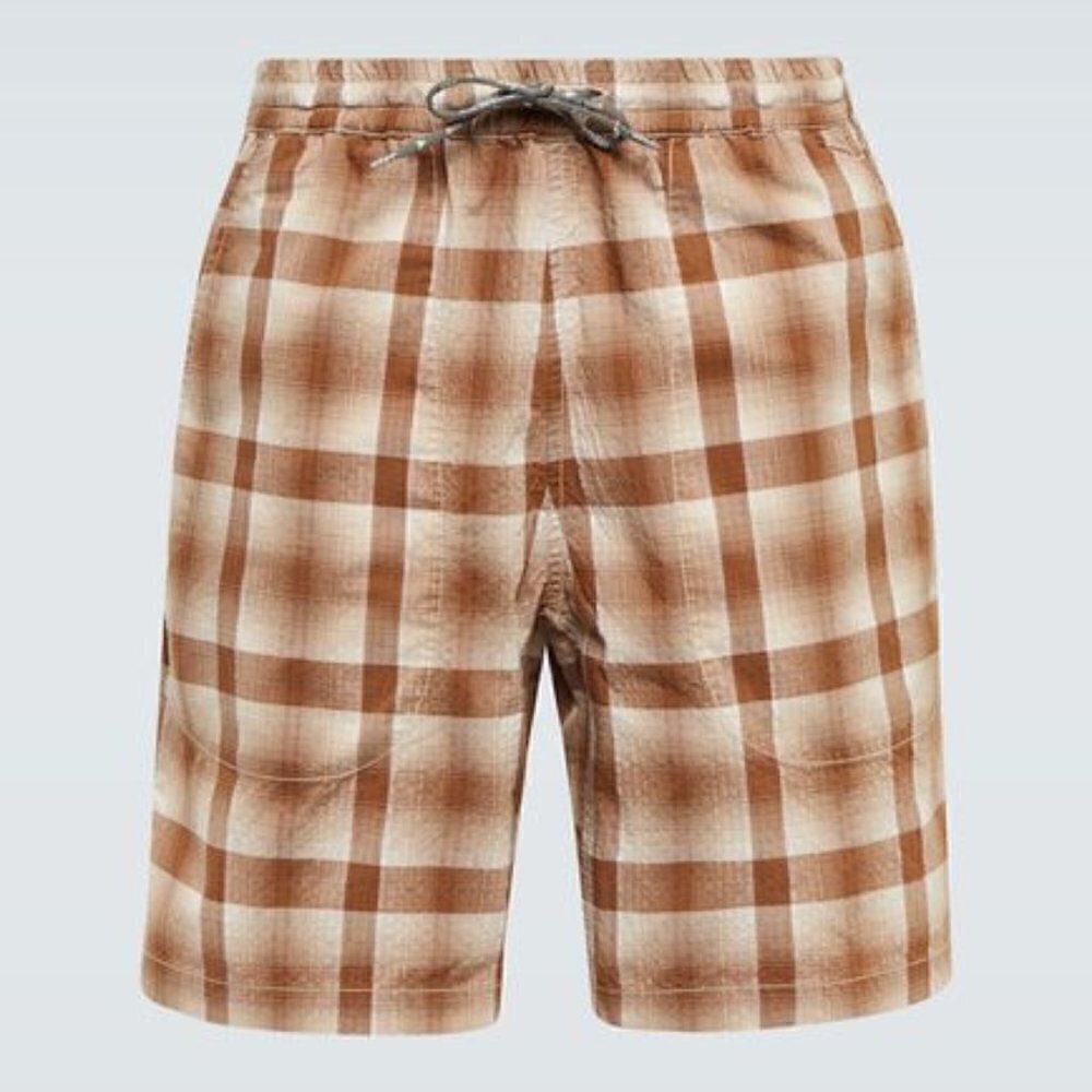 and Wander Dry Check Patterned Elastic Drawstring Waist Shorts Brown Size XL